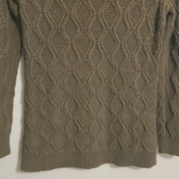LOFT | Women's Olive Green/Brown Cable Knit Wool Blend Sweater (Size Medium) - Picture 13 of 14